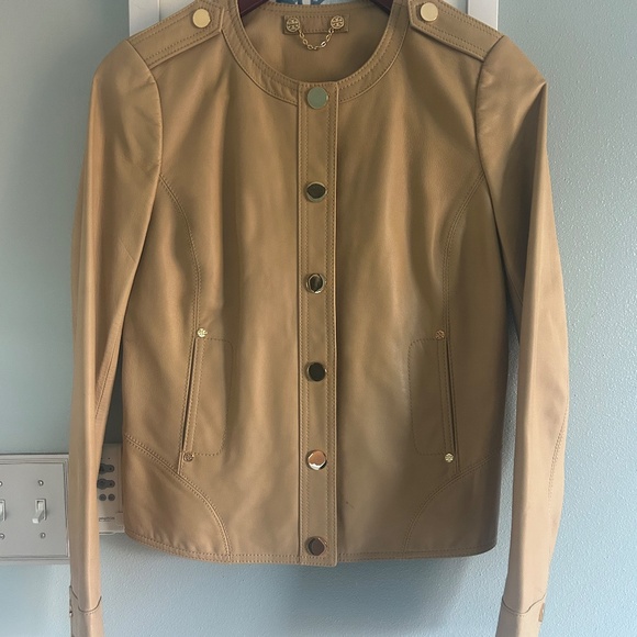 Tory Burch Tan Leather Jacket Size Small - Picture 2 of 4